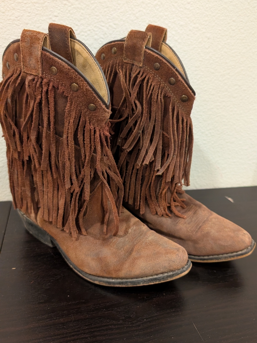 Girls Shyanne Brown Suede Fringe Western Boots